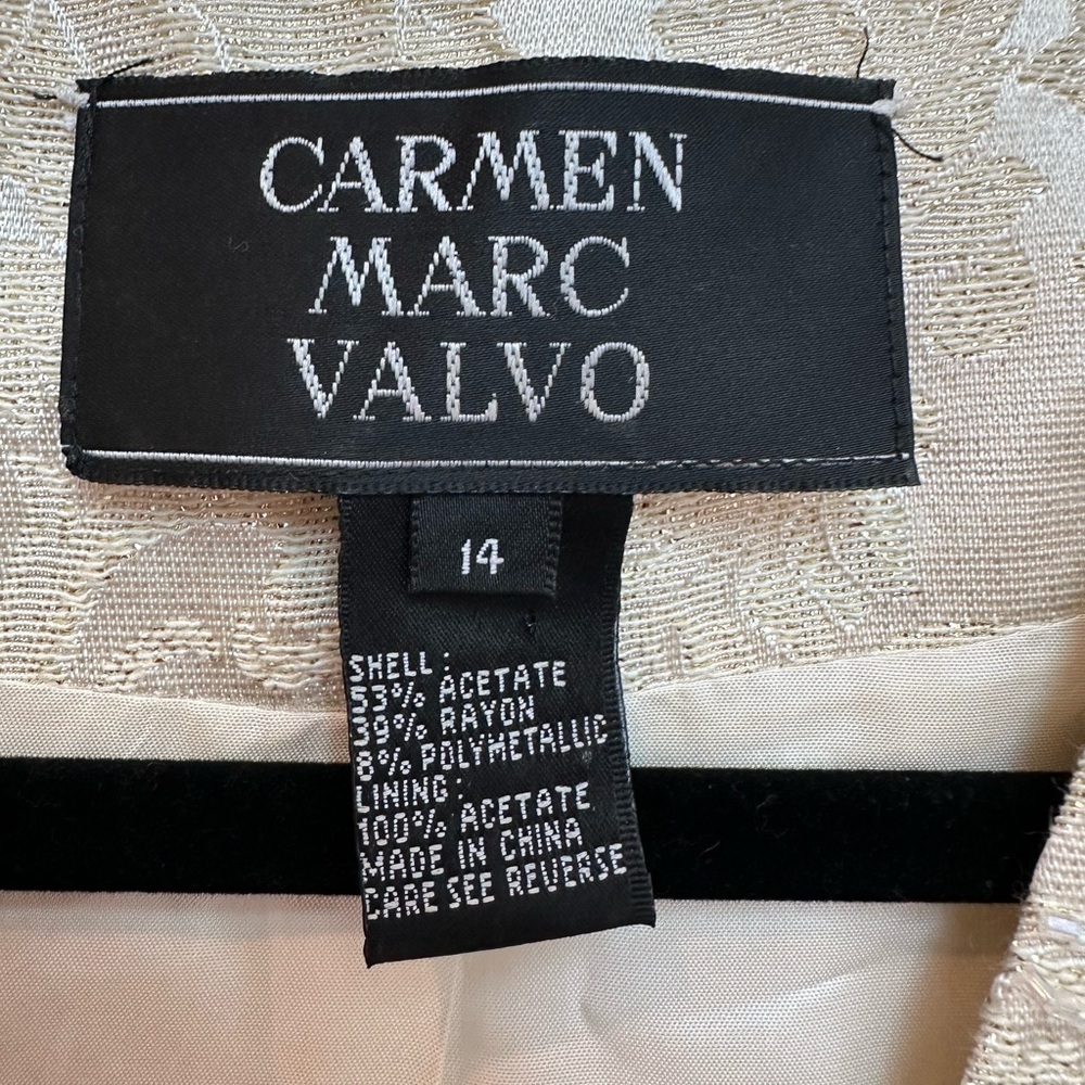 Vintage Carmen Marc Valvo Ivory Cream Lace Sequin Beaded Formal Jacket Size 14 L - Picture 14 of 16